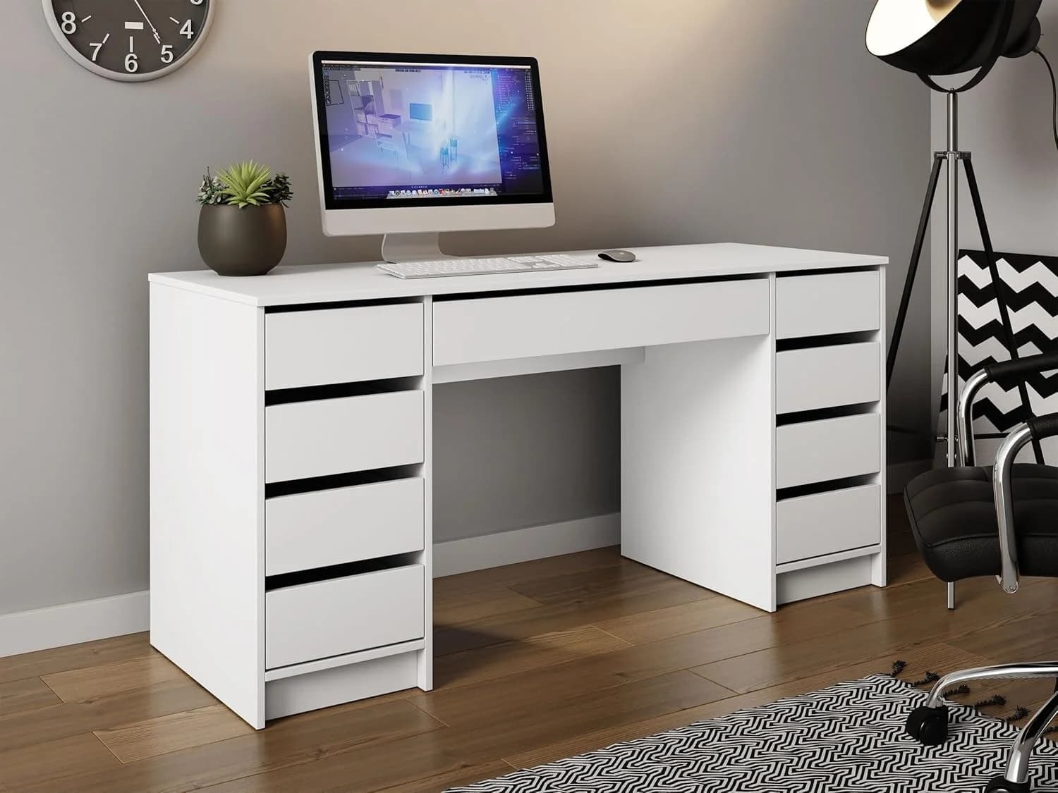 Kompüter masası 15462, laminat, 150x75x60 sm, ağ