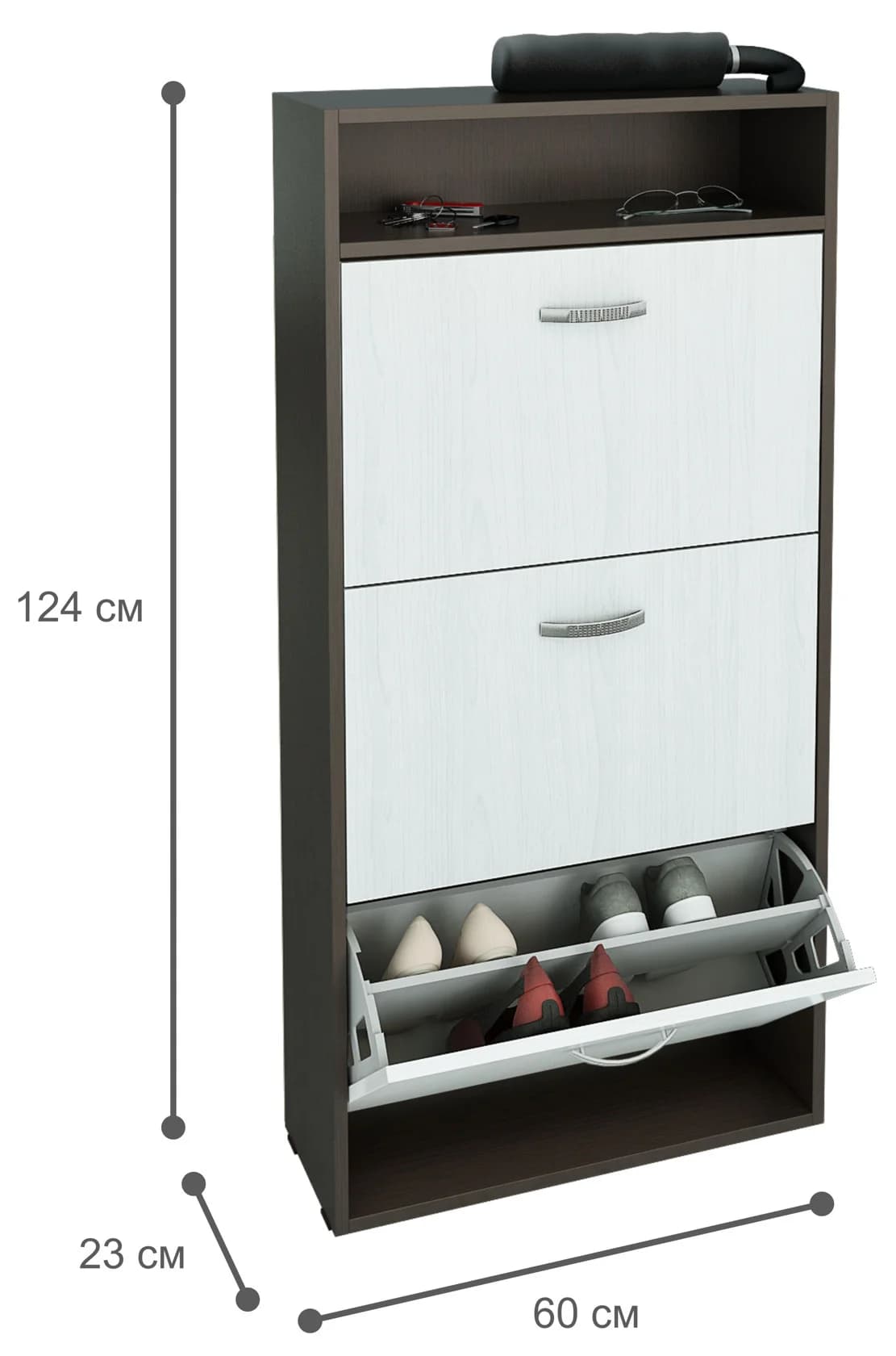 Ayaqqabı üçün şkaf Yagmur, laminat, Venge, 79x76x17 sm — изображение 2