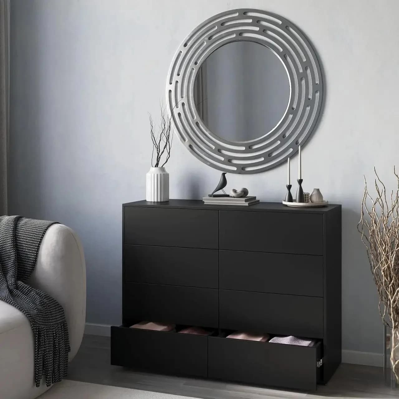 Komod Yagmur 49, laminat, qara, 120x91x40 sm — изображение 2