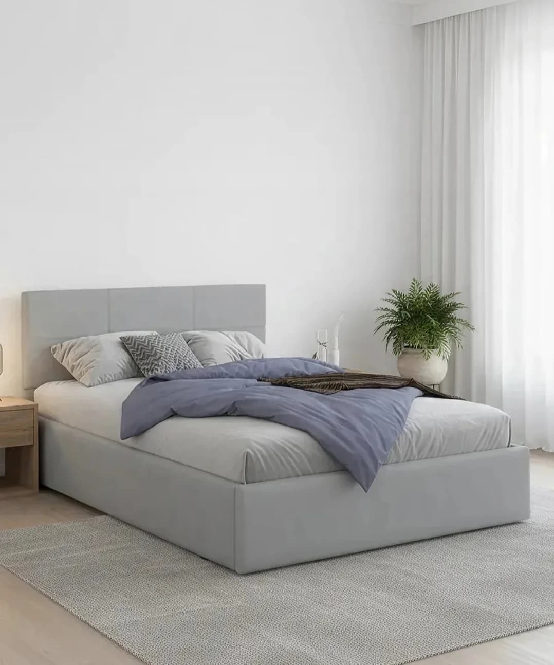 Bir yarımlıq çarpayı, laminat/tekstil, boz, 200x140 sm