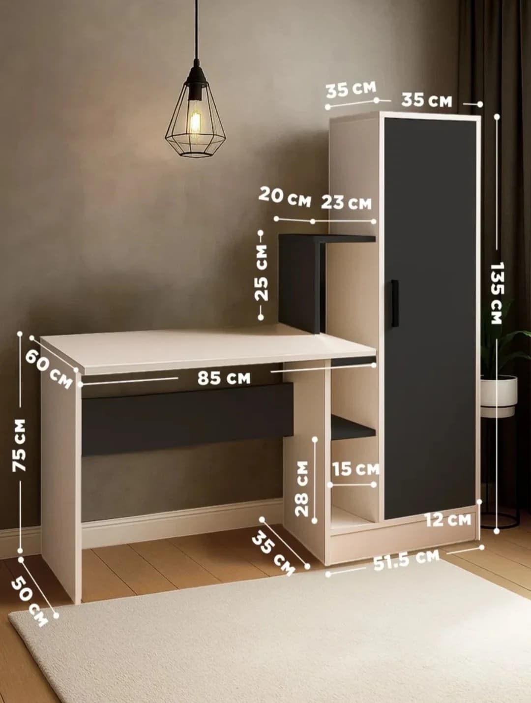 Kompüter masası s061, laminat, ağ, 50x90x100 sm — изображение 2