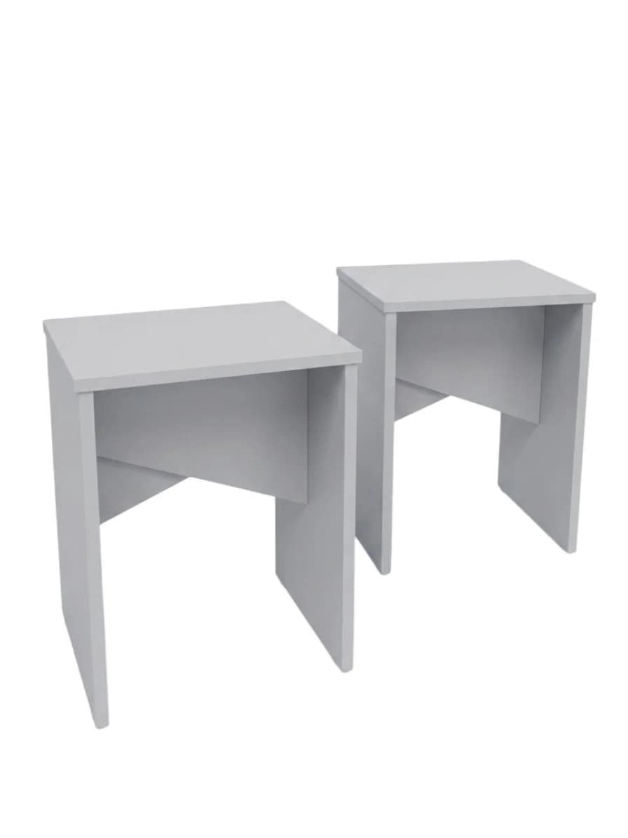 Taburet MB2, laminat, boz, 35x35x45 sm, 2 əd