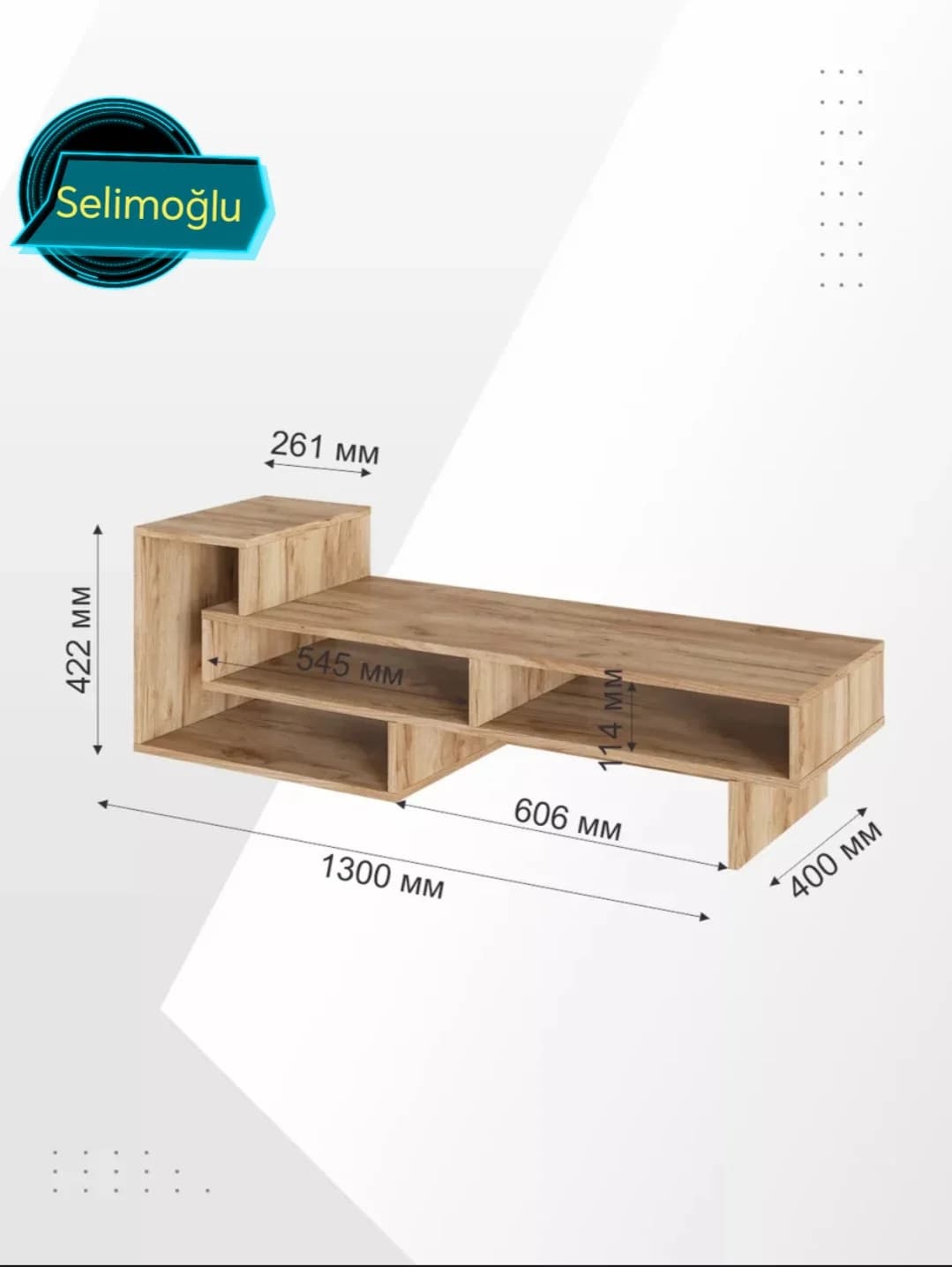 TV üçün tumba S01, laminat, 130х42.2х40 sm — изображение 5