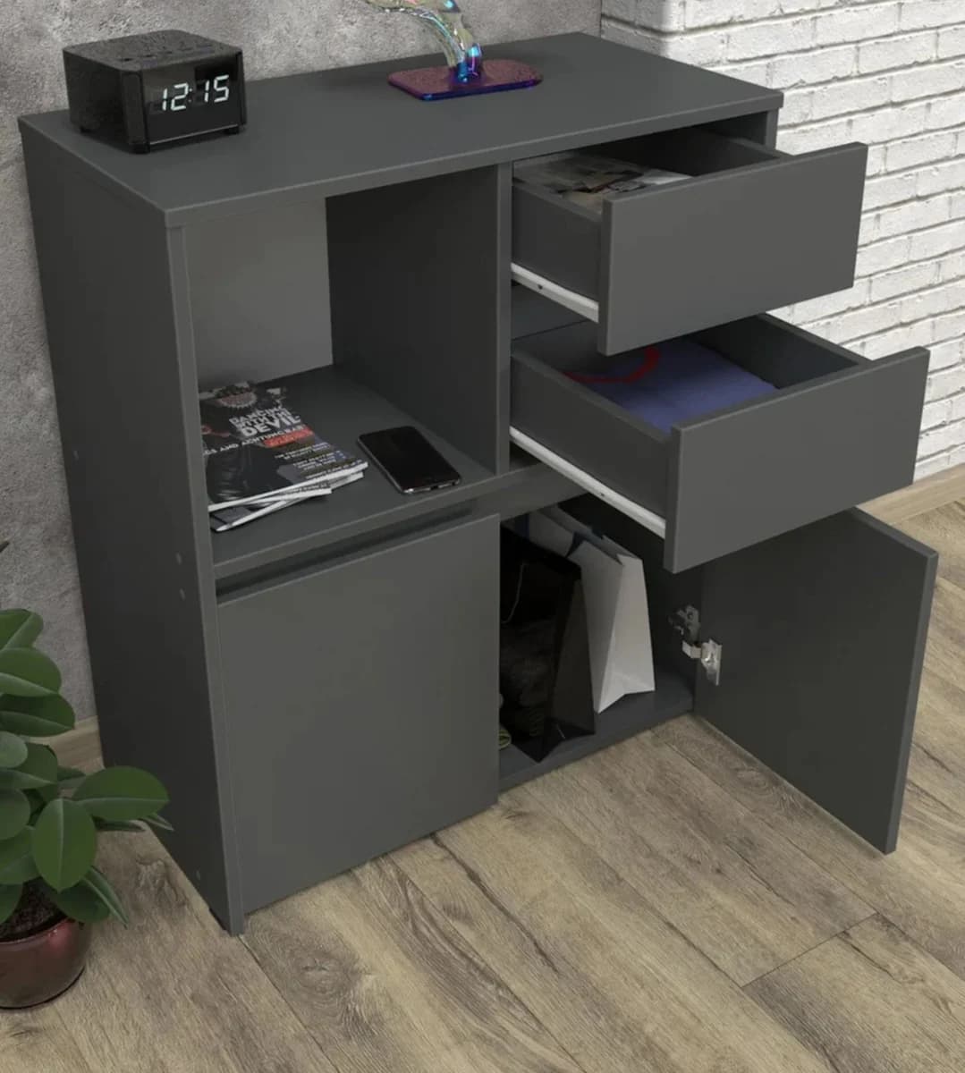 Komod SO038, antrasit, laminat, 67.8х34.8х78 sm — изображение 3