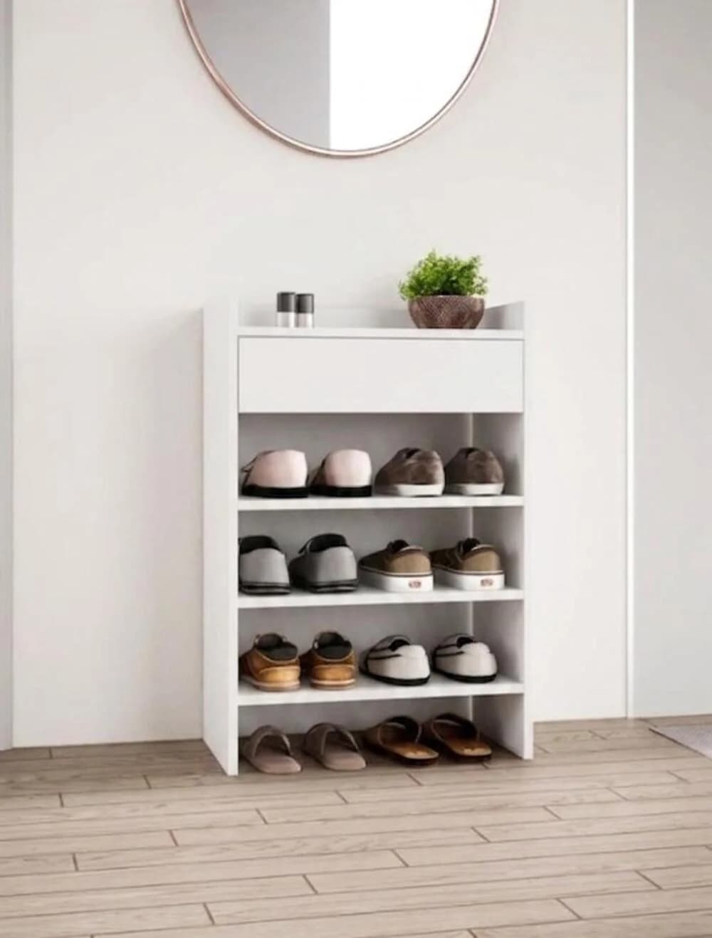 Ayaqqabı tumbası MB4, laminat, ağ, 77x52x32 sm