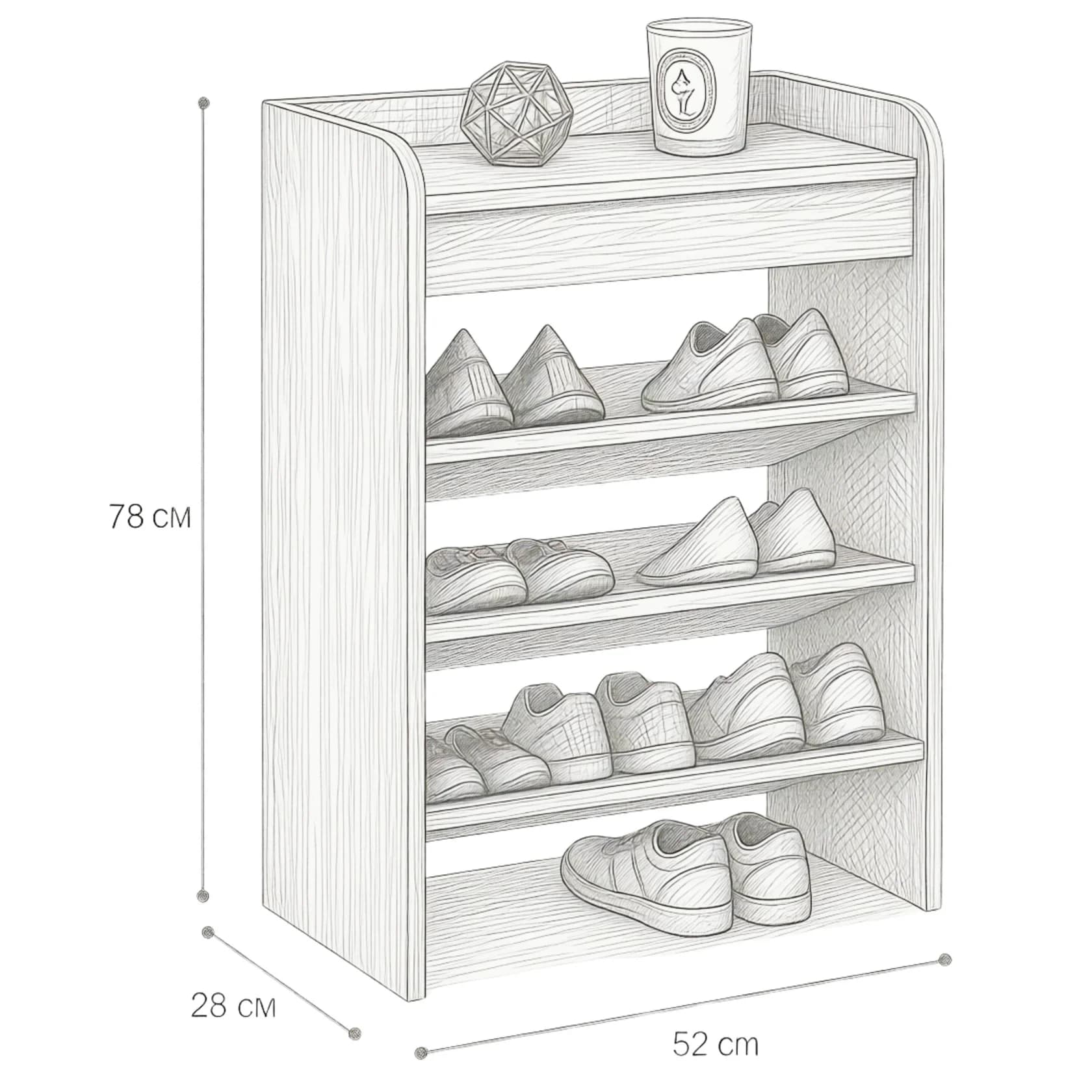 Ayaqqabı şkafı Yagmur99, 78x52x3 ədəd, laminat, bej — image 3