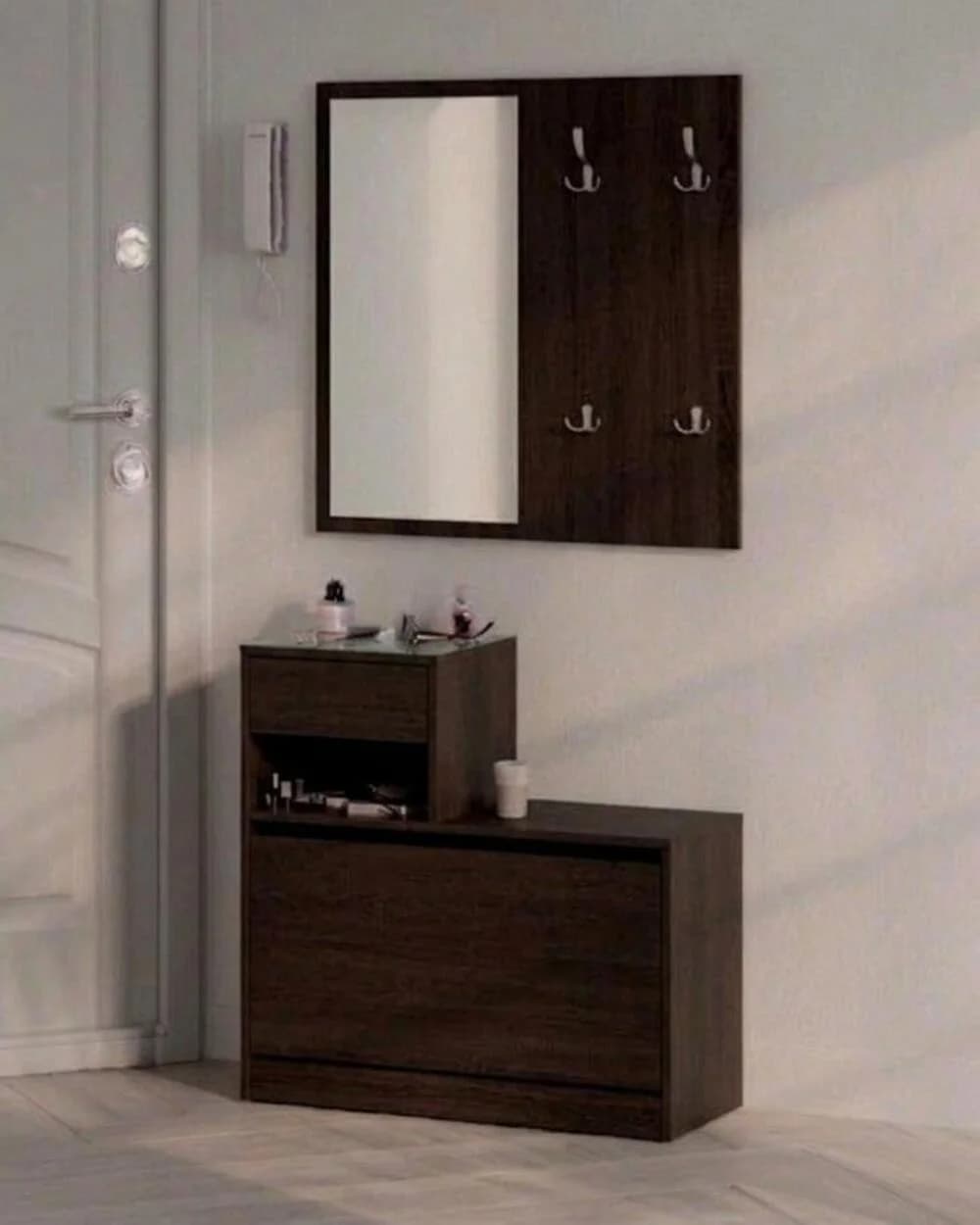 Tumba ayaqqabı üçün güzgülü MB 14, laminat, venge, 72x86x35 sm