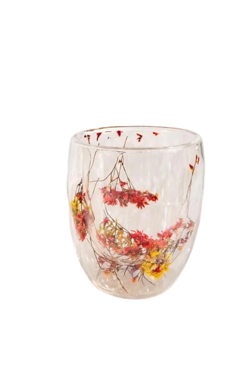 Stəkan şüşə, iki qatlı, içi güllü, 350 ml - GS_1014