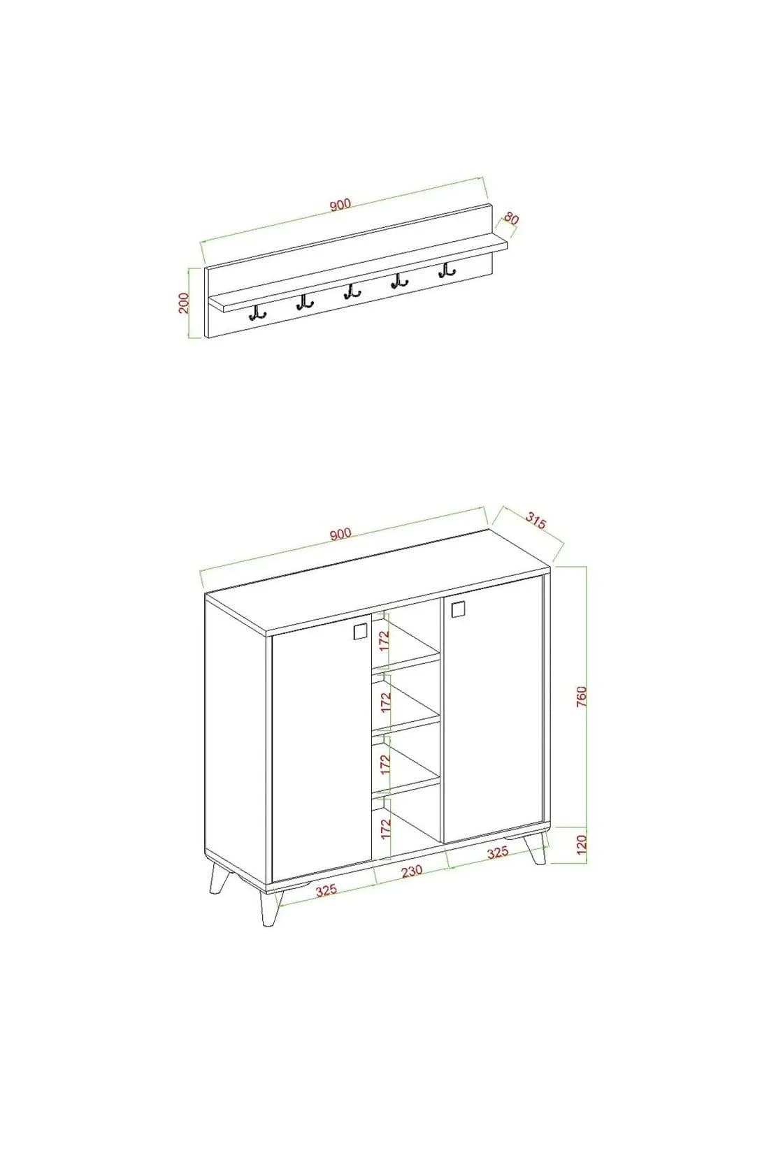 Ayaqqabı üçün tumbа Yagmur, laminat, votan/ağ, 76x33x90 sm — изображение 3