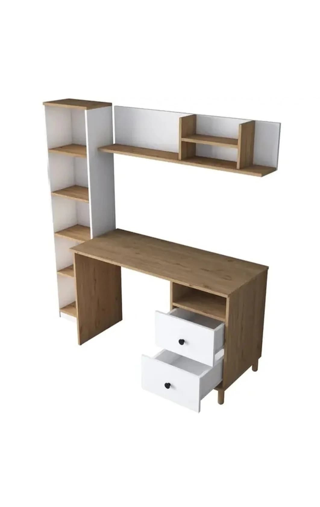Kompüter masası S000, laminat, palıd ağacı/ağ, 50x161x160 sm — изображение 3