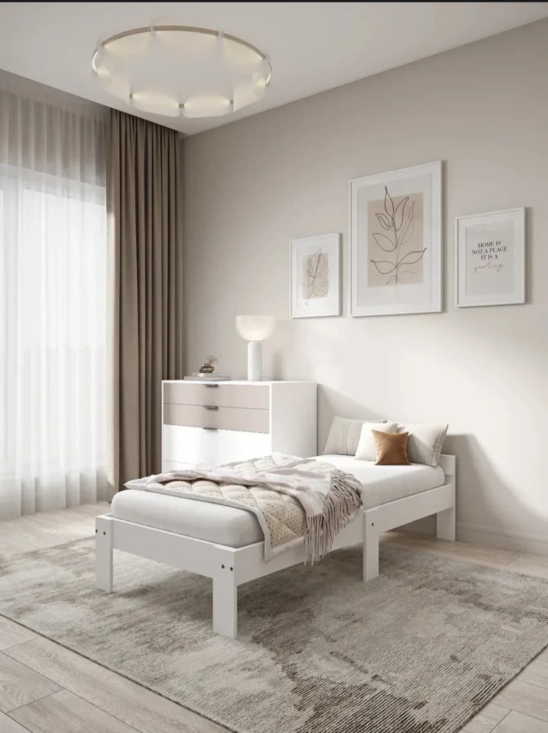 Bir nəfərlik çarpayı SO 009, laminat, ağ, 80x200x55 sm — изображение 4