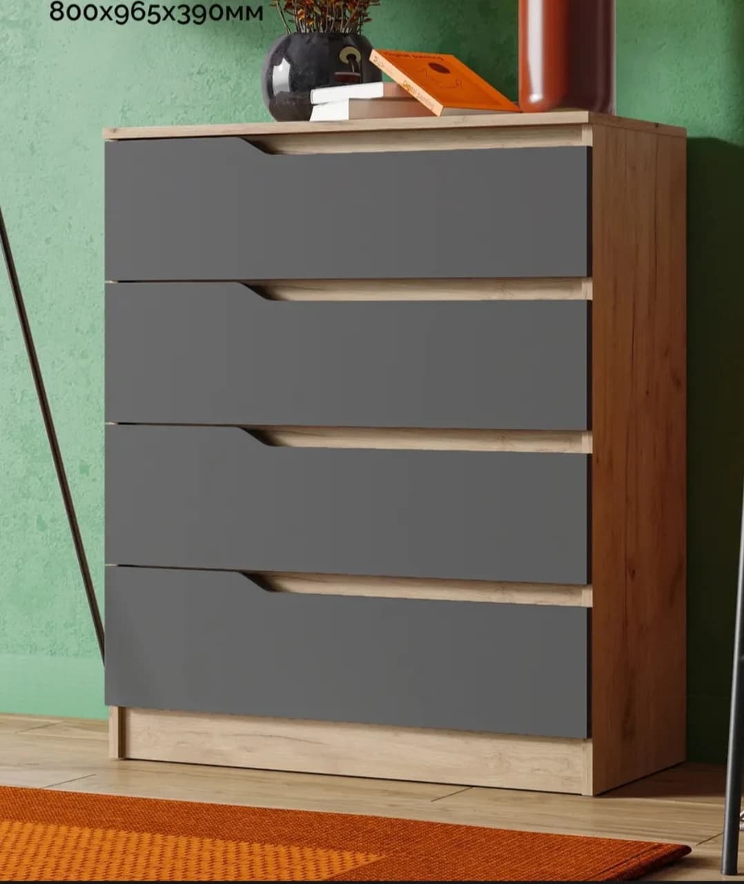 Komod S0511, antrasit, laminat, 80х39х96 sm