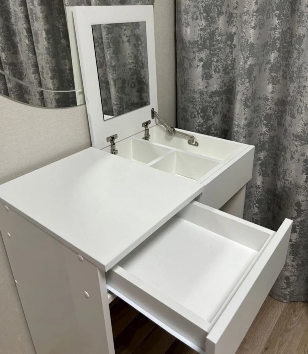 Makiyaj masası SO0022, laminat, 77x70x45 sm, ağ — изображение 4