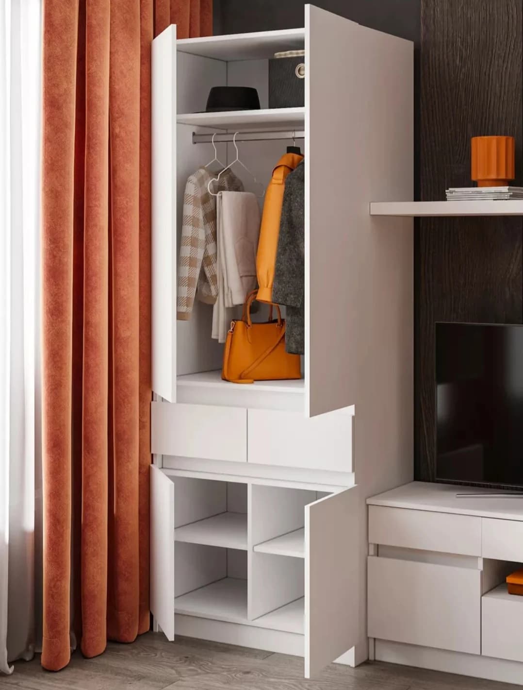 Şkaf SO S0010, laminat, ağ, 80x49x210 sm — image 3