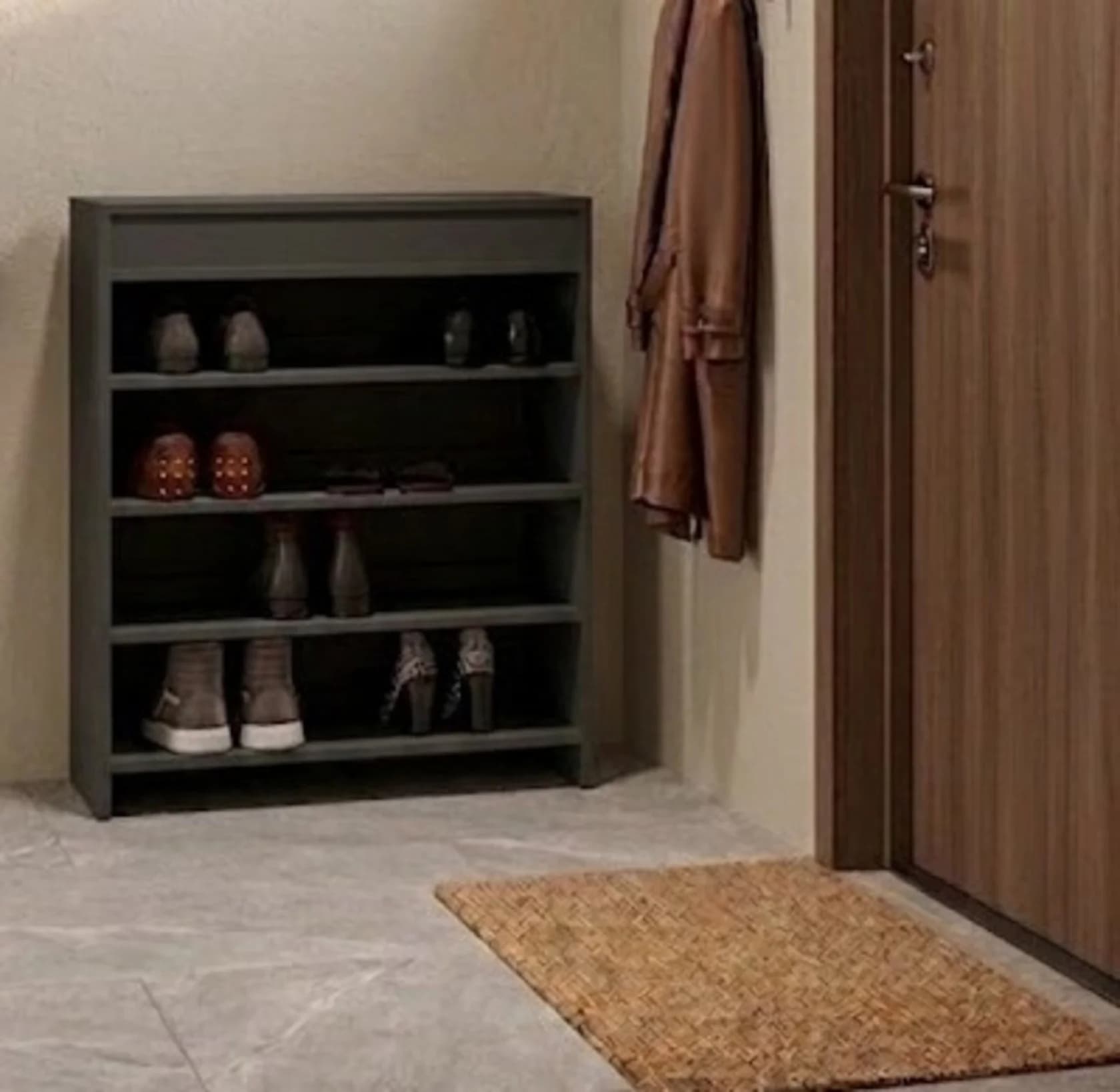 Ayaqqabı üçün tumba MB14, laminat, 85x80x32 sm, antrasit