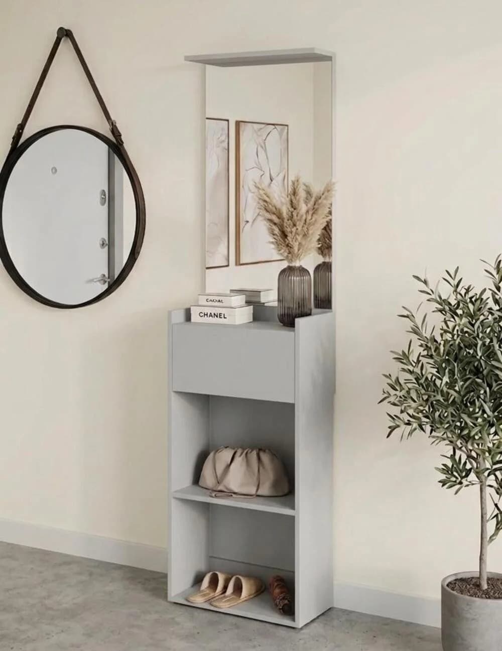 Ayaqqabı üçün rəf MB1, boz, laminat, 183x50x30 sm
