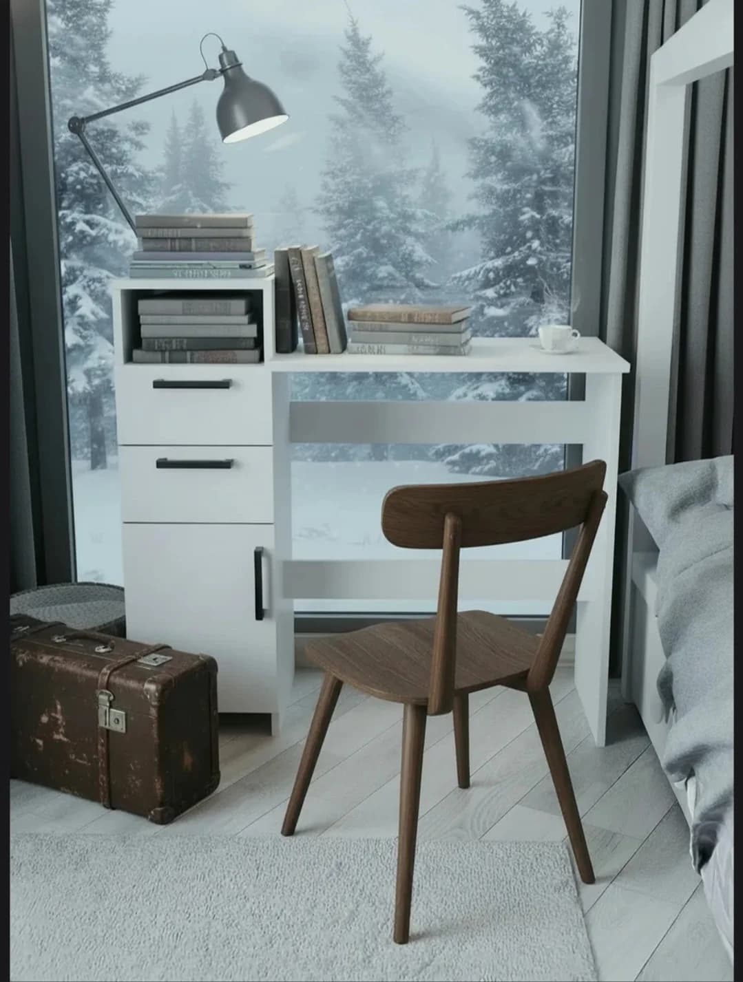 Universal masa S011, laminat, 95x92x32 sm, ağ — изображение 2