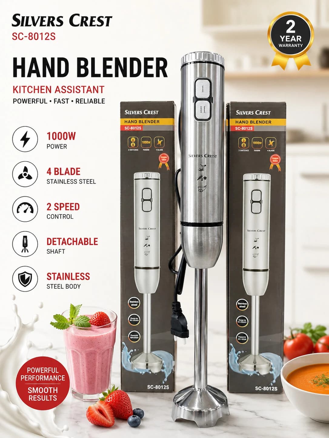Blender SC-8012S, salınma, 1000 Vt, gümüşü