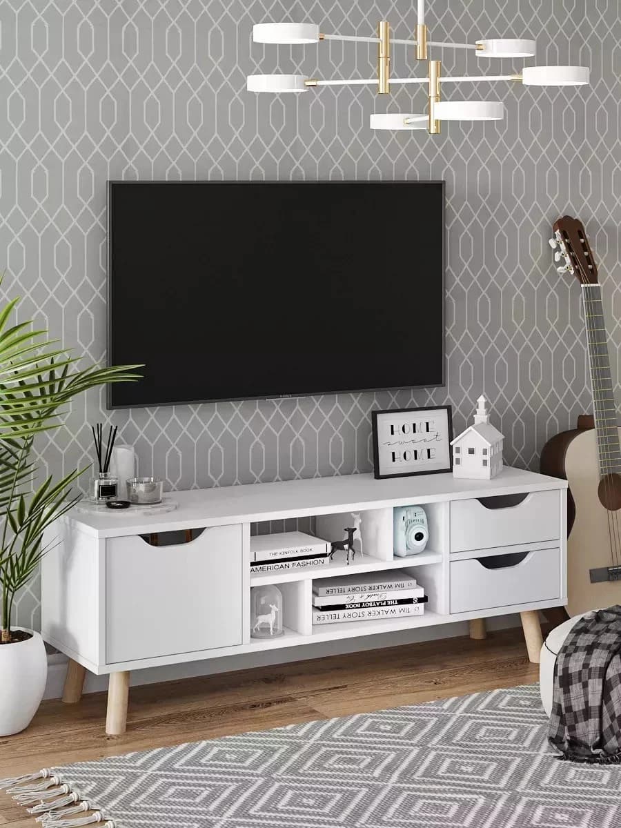 TV üçün tumba 31, laminat, ağ, 39.5х30.1х110.2 sm
