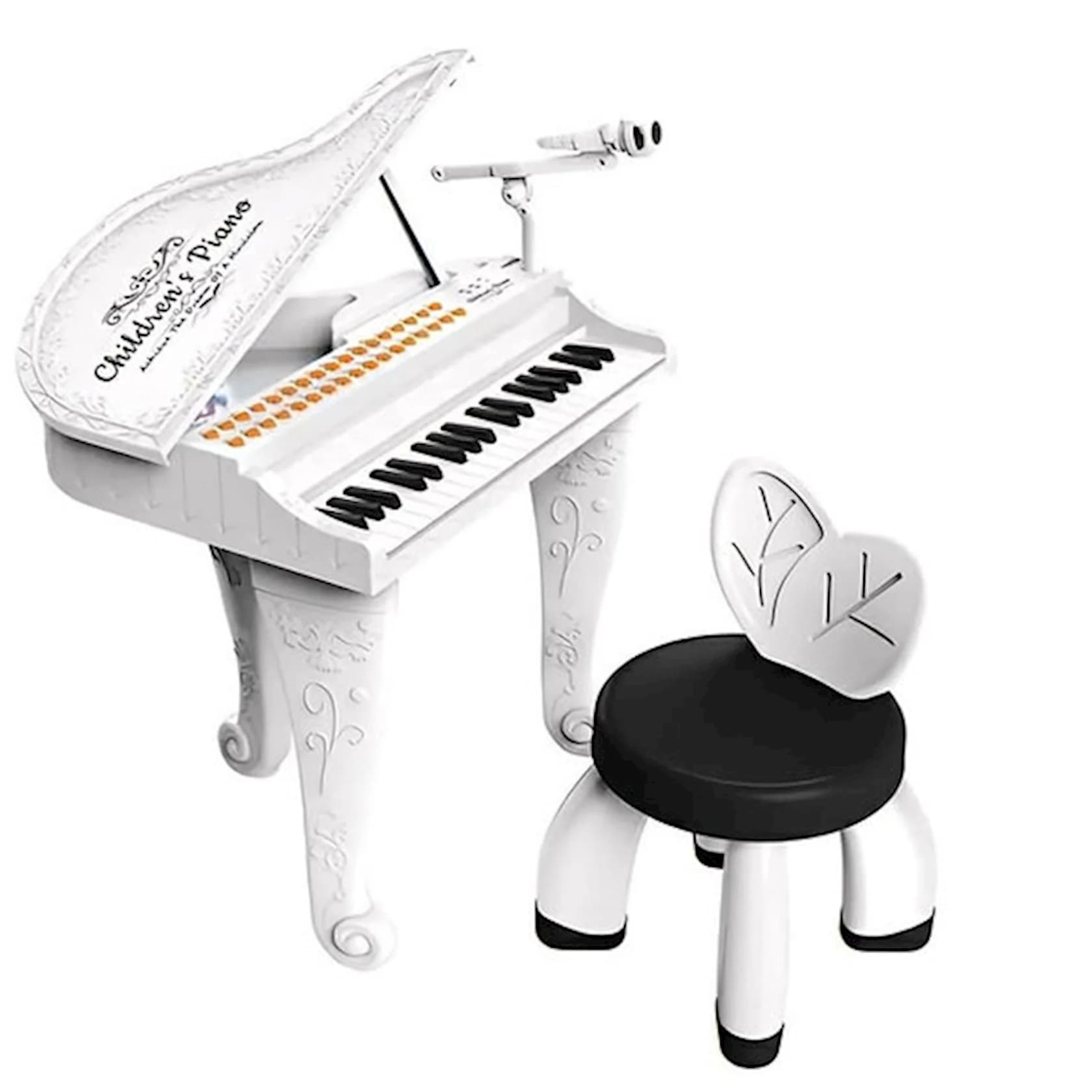 Uşaqlar üçün piano 8666B skamya və mikrofon ilə