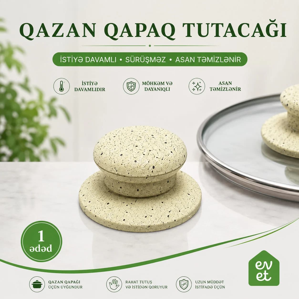 Qapaq tutacağı GR02, qazan üçün, bakelit, 7 sm
