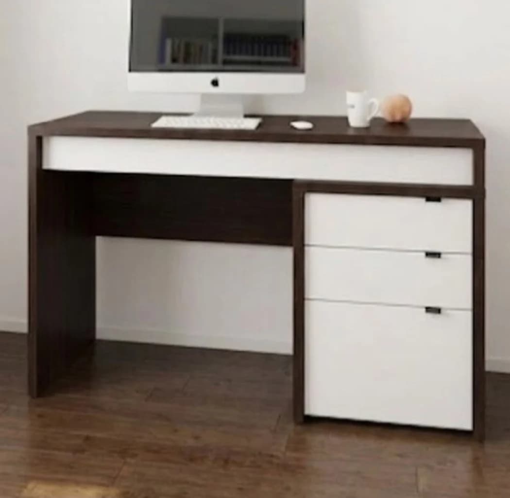 Yazı masası MB867, laminat, tünd qəhvəyi/ağ, 120x75x60 sm