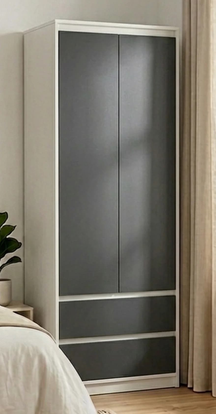 Döşəməüstü dolab MB 4, laminat, Ağ və Antrasit, 190x80x52sm