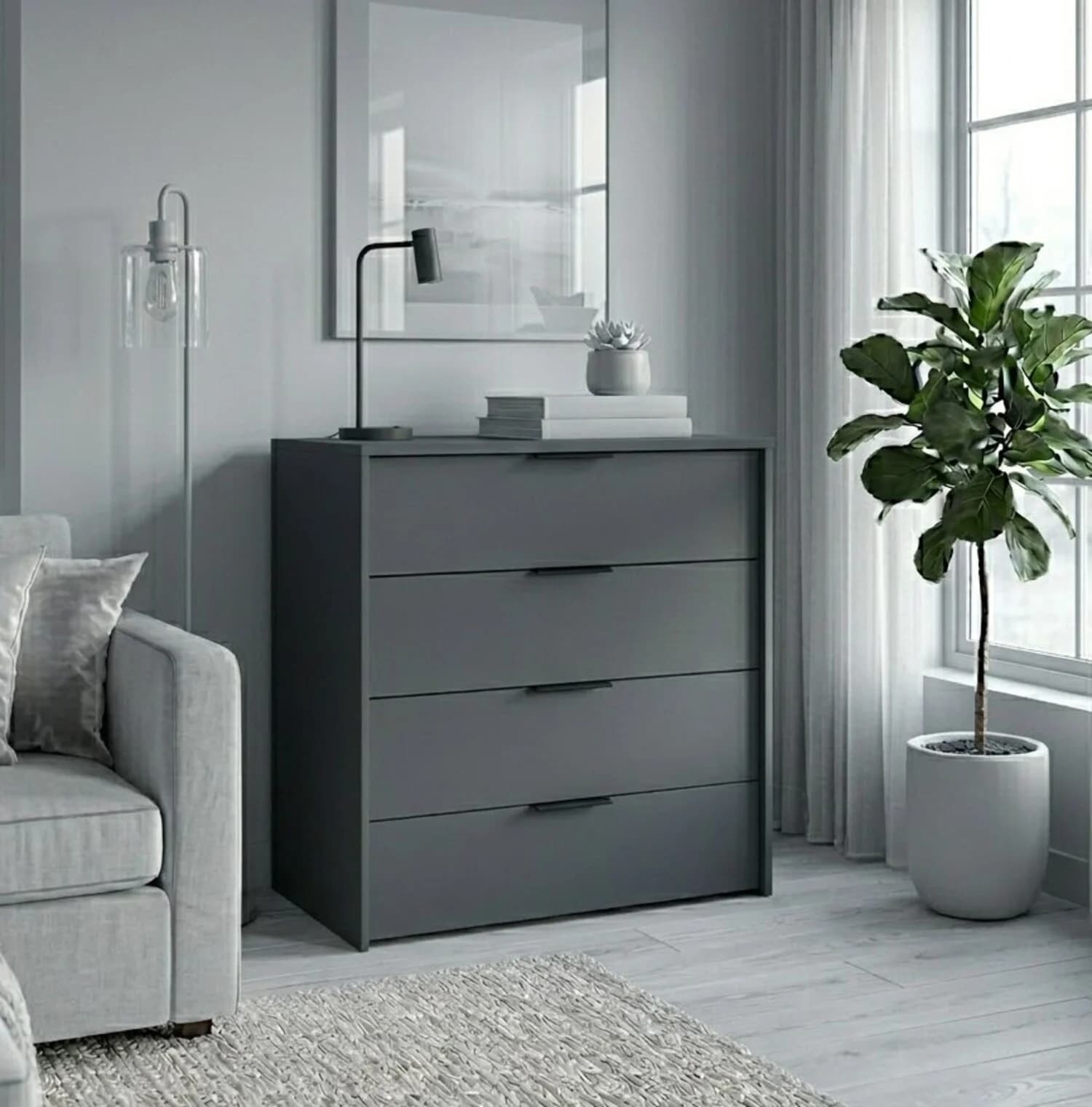 Komod MB, laminat, antrasit, 80x80x40 sm