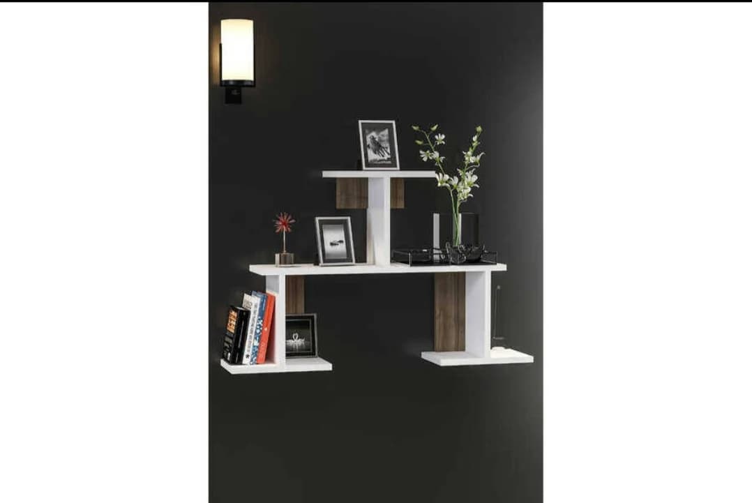 Divar rəfi SO003, laminat, ağ/qəhvəyi, 97.8x52.8x30 sm