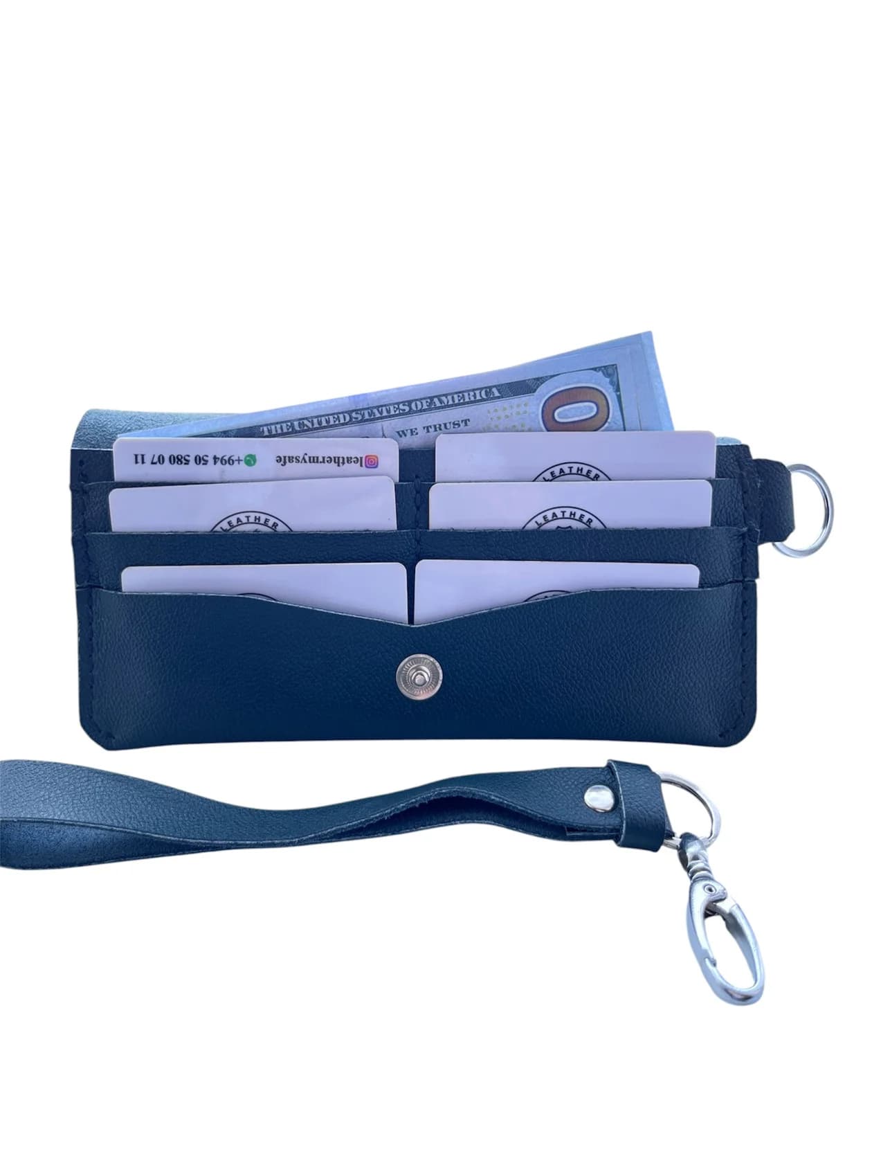 Pul kisəsi uniseks 67064844, dəri, 21x10 sm, tünd yaşıl — şəkil 2