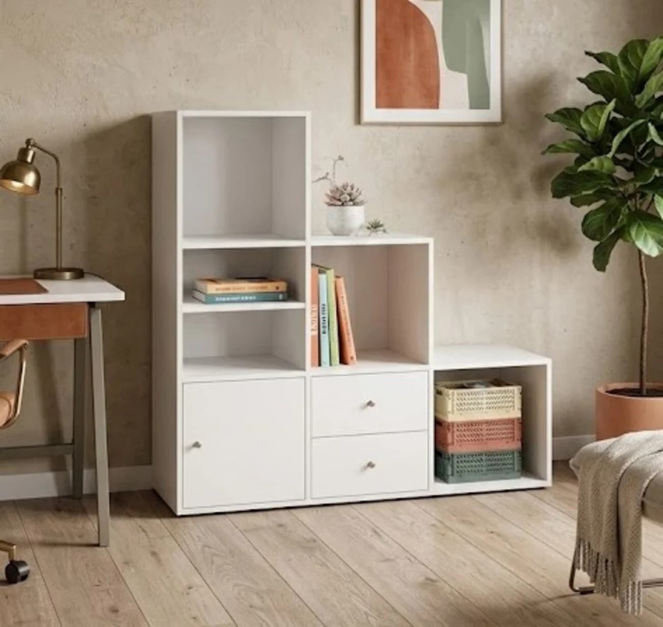 Stellaj MB7, laminat, ağ, 110х110х28 sm