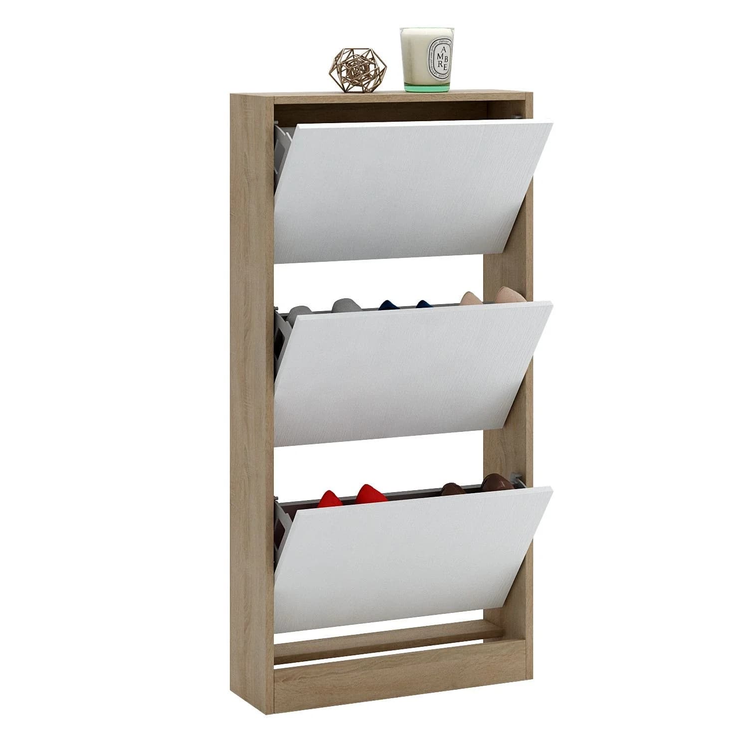 Ayaqqabı üçün tumba Yagmur, laminat, sonoma/ağ 118x53x17 sm — изображение 2