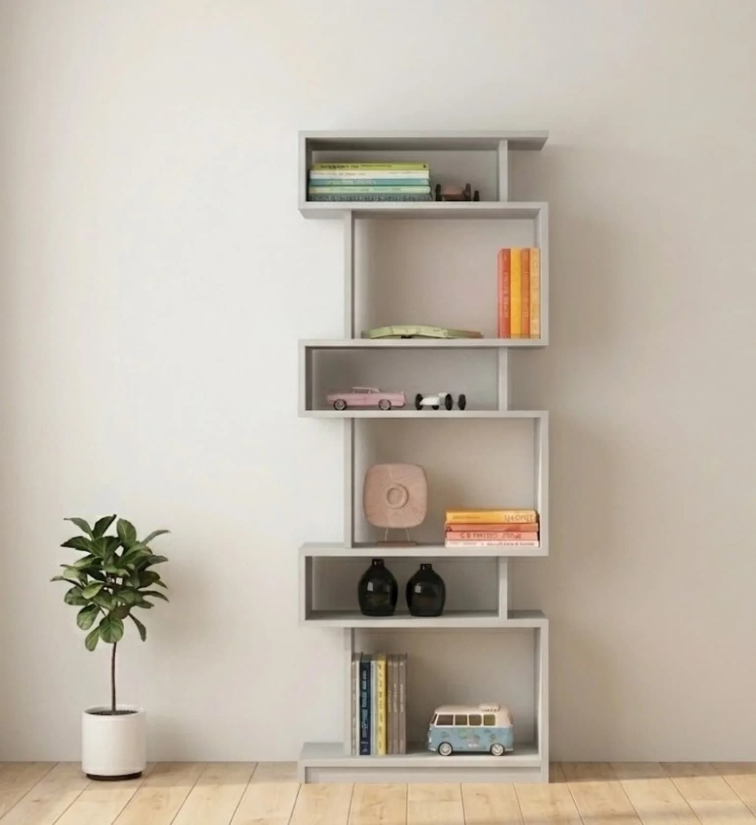 Stellaj No Brand, Laminat, Boz, 180x60x30 sm