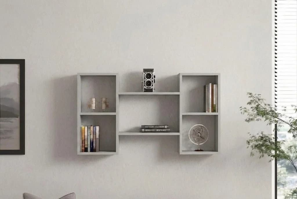 Rəflər MB057, laminat, boz, 100x60x25 sm