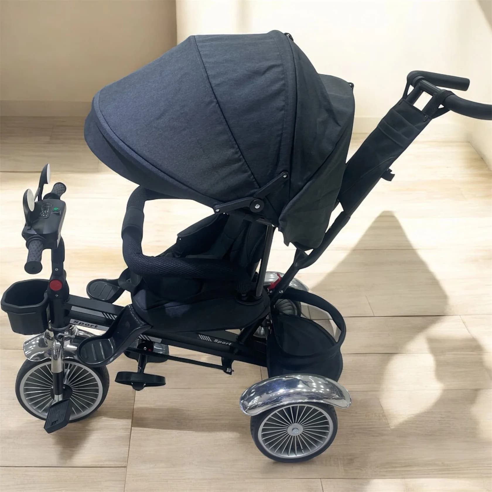 Uşaqlar üçün üçtəkərli velosiped ppower97, qara — şəkil 2