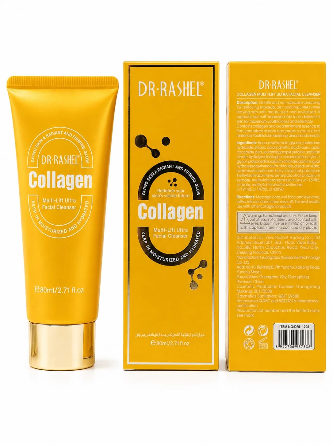 Gel-köpük üz təmizlənməsi üçün Dr.Rashel Collagen 80 ml