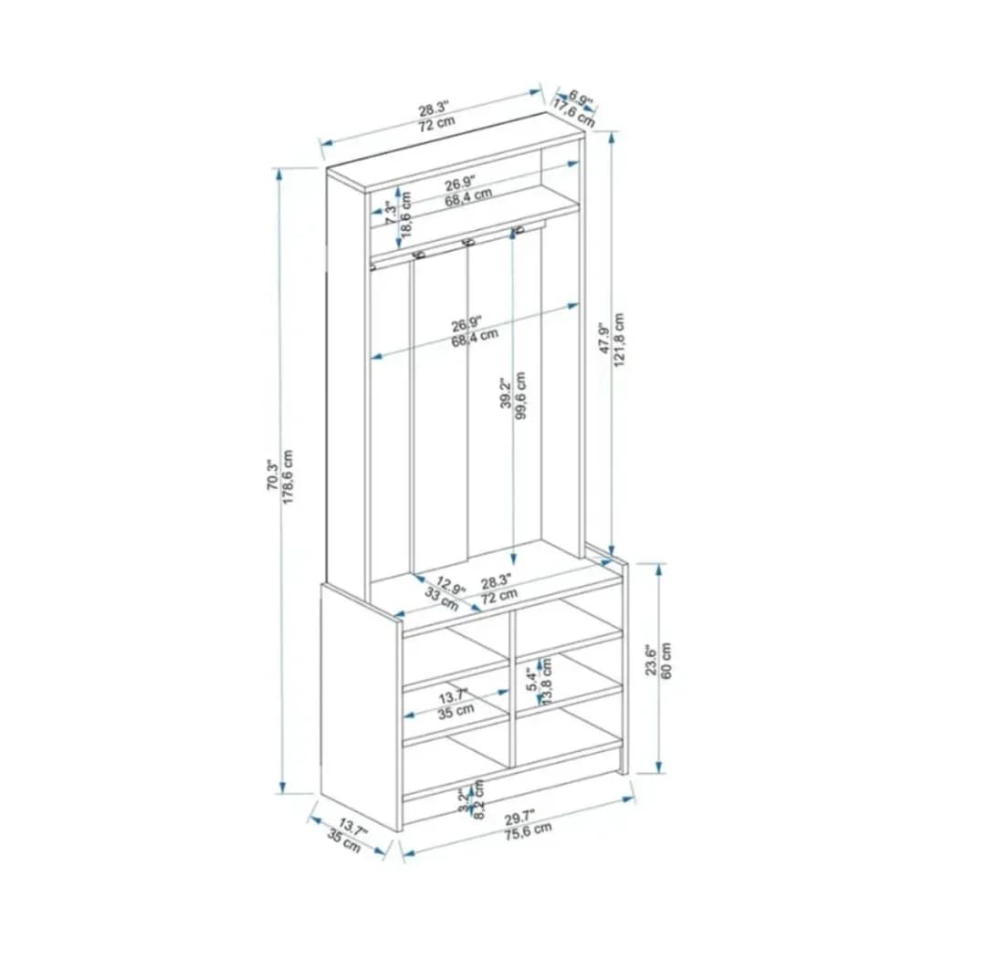 Rəfli asılqan SO006, laminat, ağ/bej, 179x76x35 sm — изображение 5