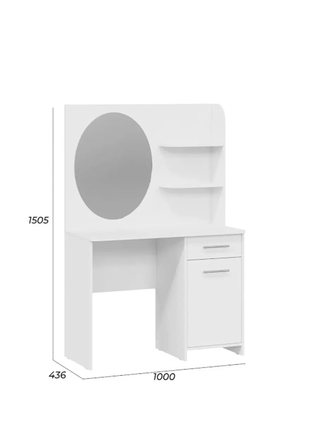 Makiyaj masası SO21, laminat, ağ, 150x45x100 sm — image 5