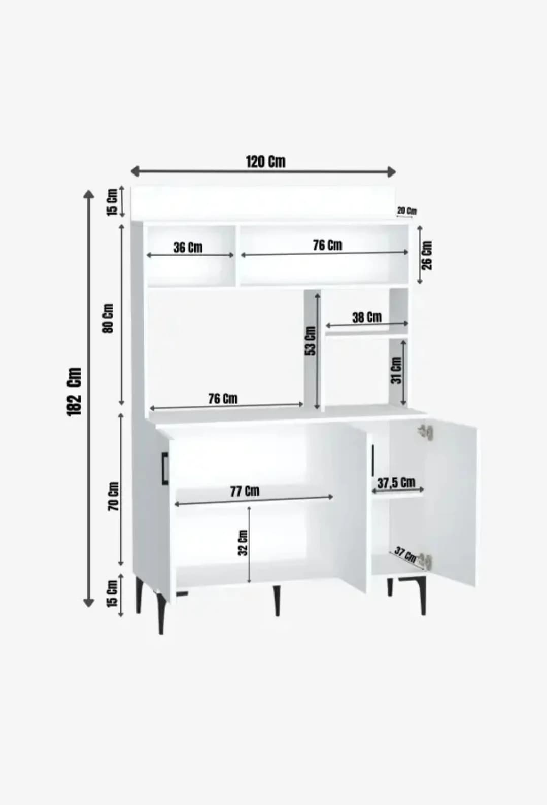 Mətbəx üçün bufet SO005, laminat, bej, 182x120x35 sm — image 6