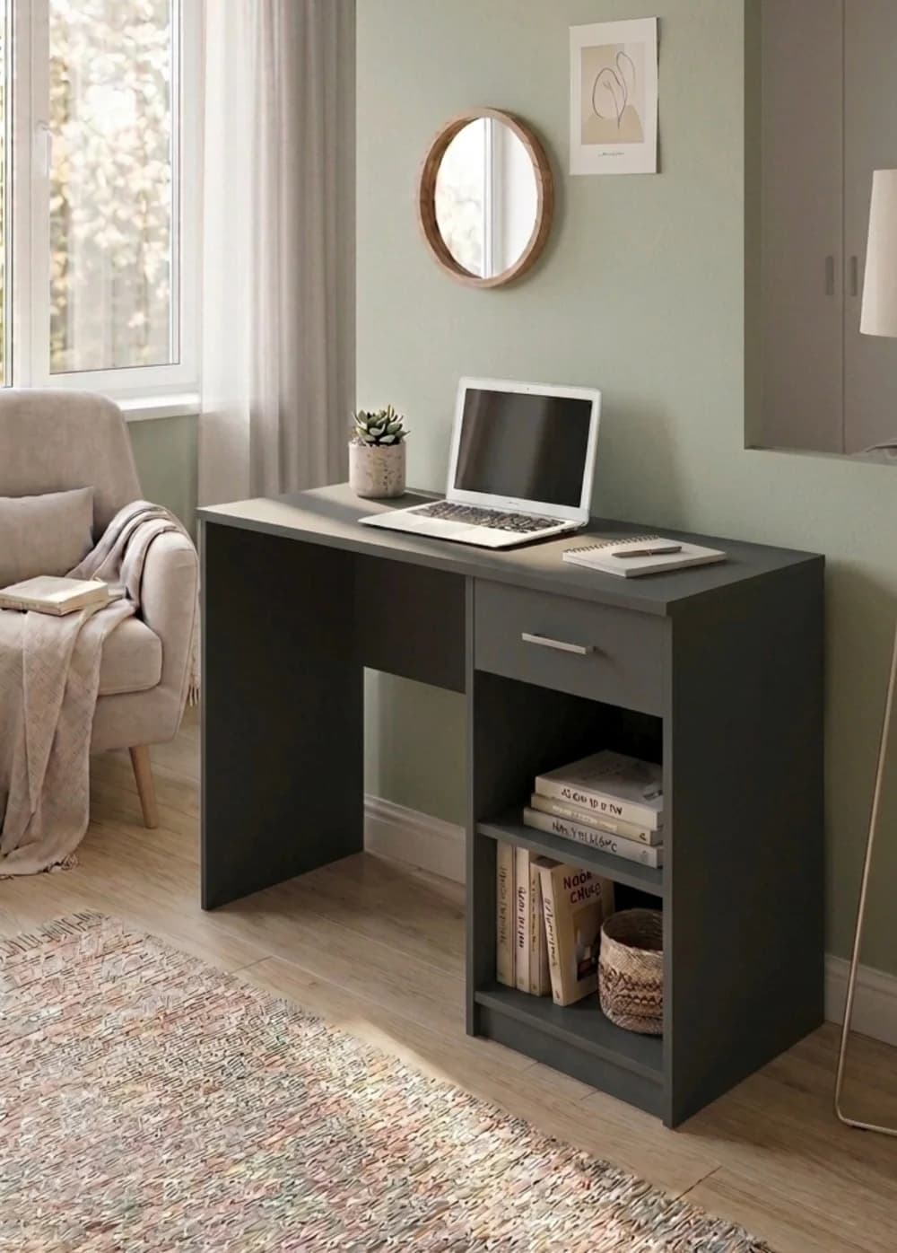 Yazı masası MB 9, Antrasit, laminat, 110x75x50 sm