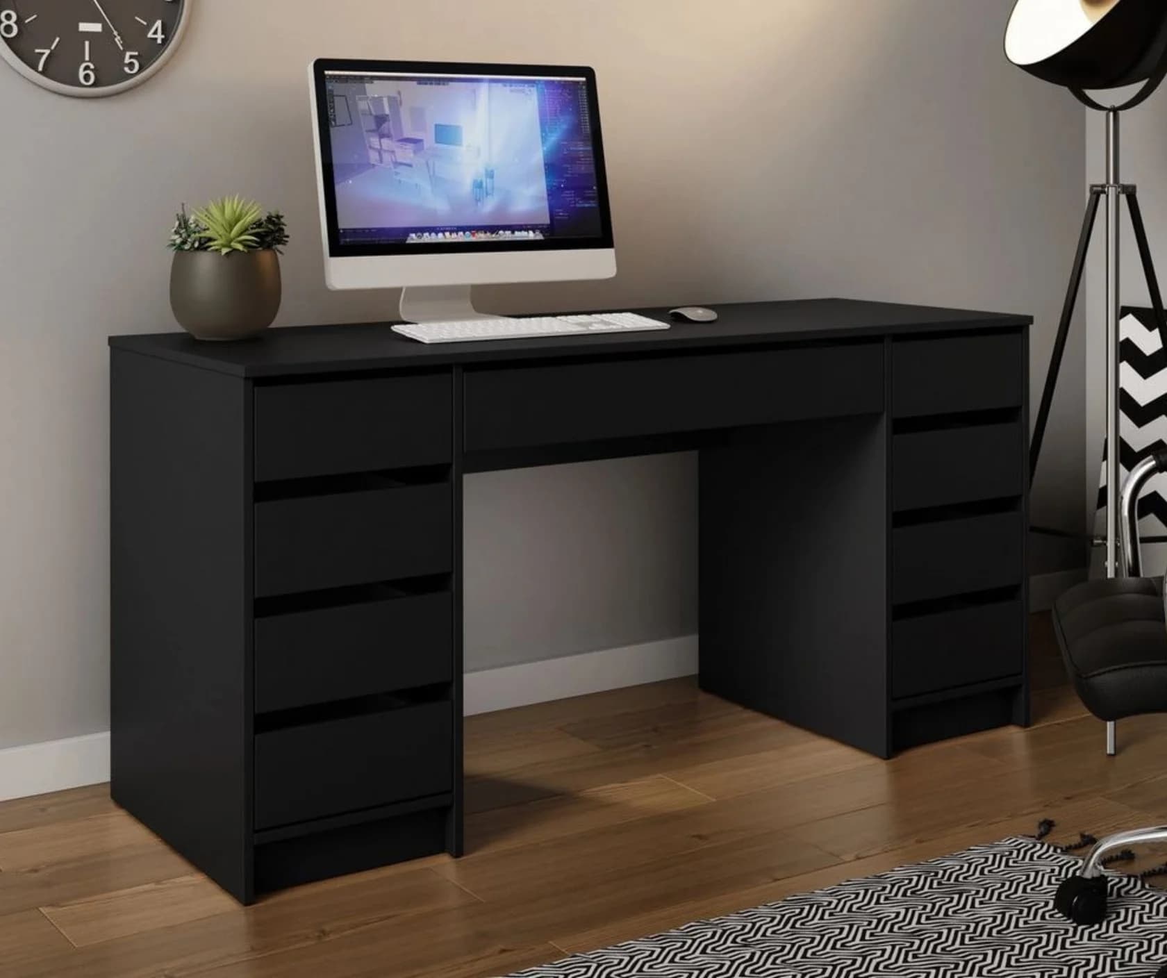 Kompüter masası 15462, laminat, 150x75x60 sm, qara