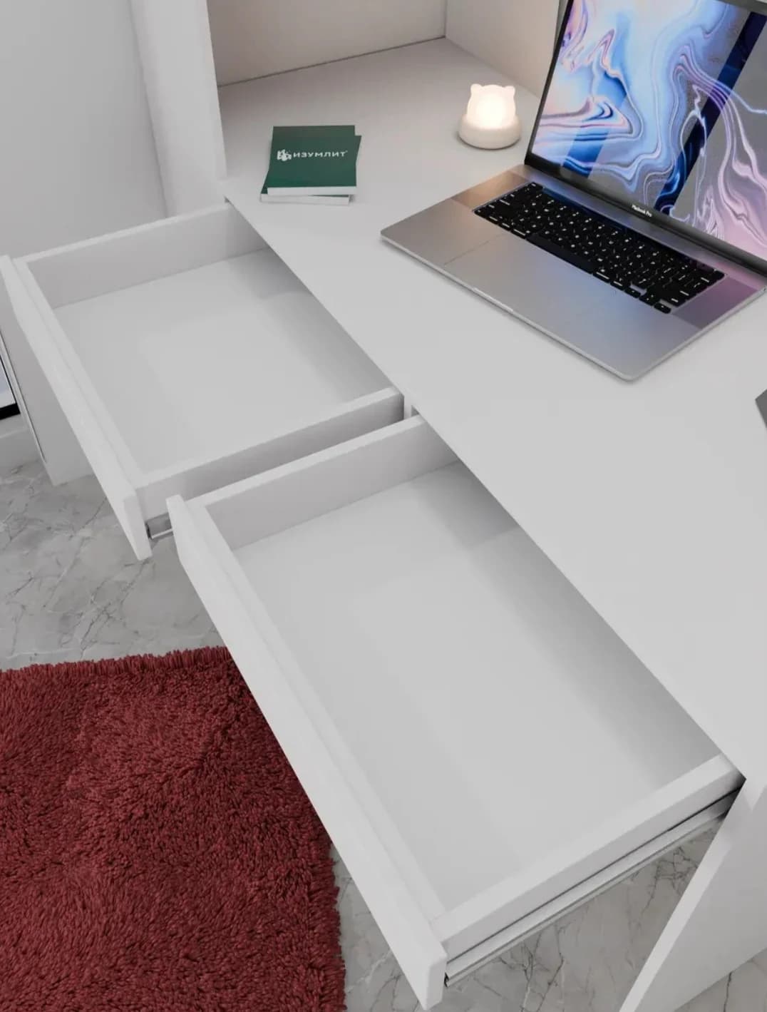Kompüter masası 28228611, laminat, ağ, 200×140×60 sm — şəkil 4