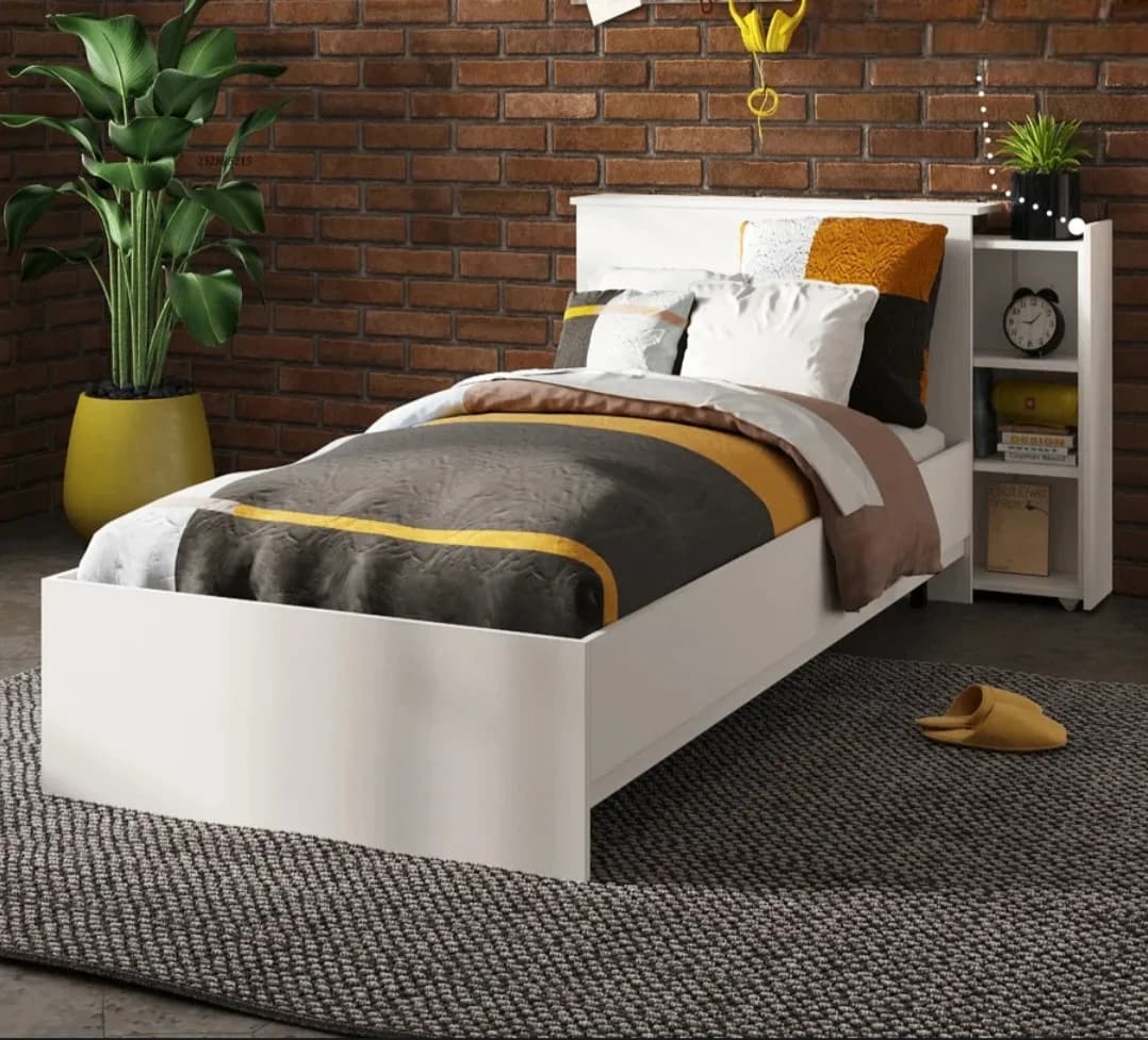 Tək nəfərlik çarpayı döşək ilə S04, laminat, ağ, 82x90x220 sm — şəkil 5