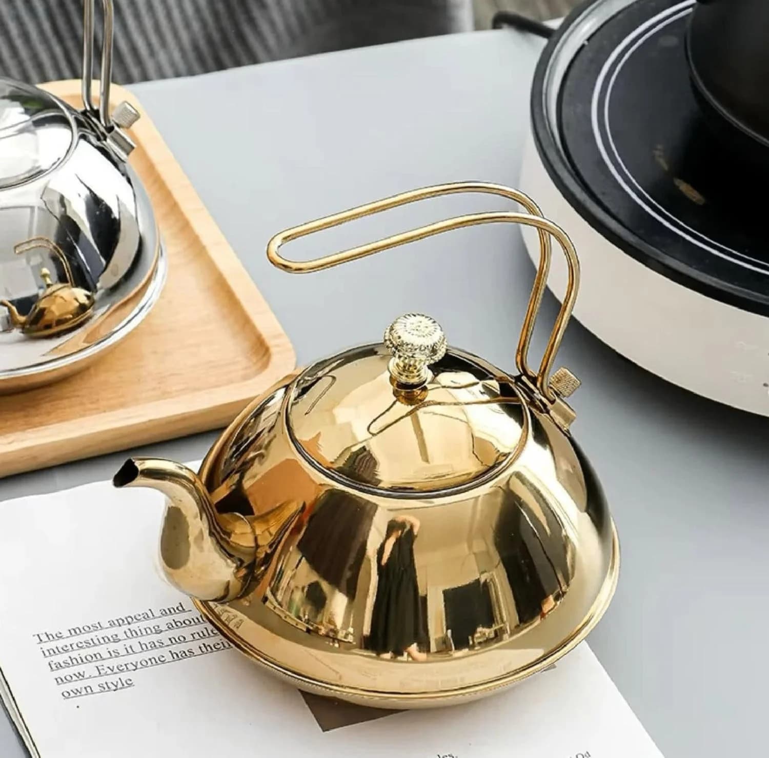 Dəmləmə çaydanı Model-6531, setka ilə, qızılı, 1.5 l