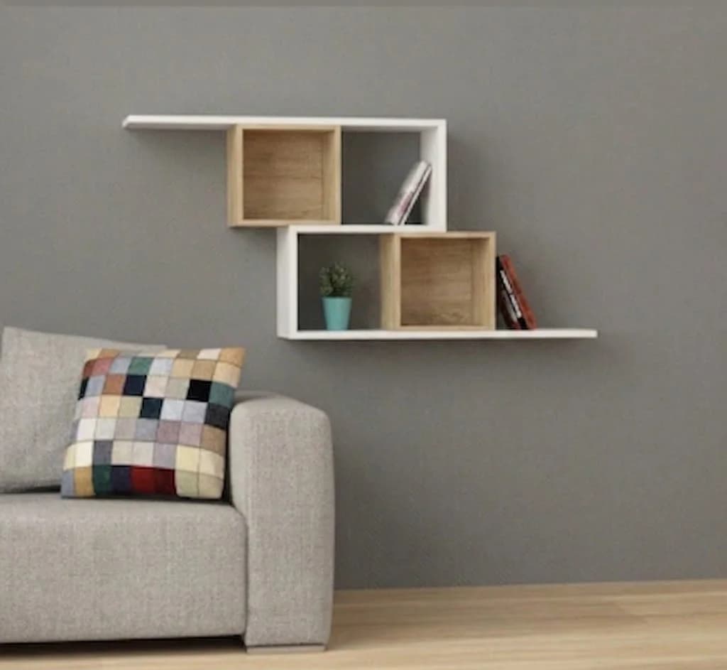 Rəflər MB853, laminat, ağ/bej, 100x60x25 sm