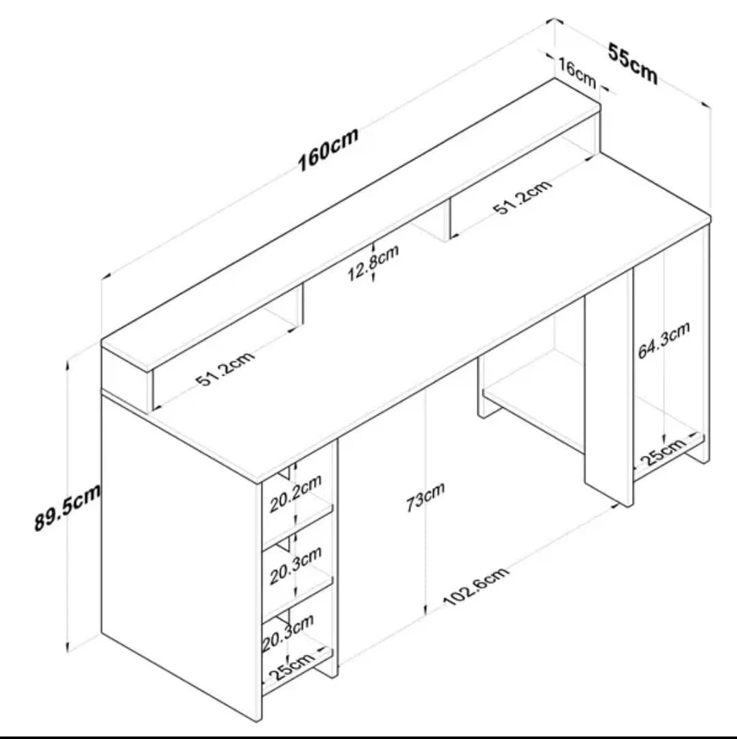 Kompüter masası SO0028, laminat, antrasit/bej, 160x55x90 sm — изображение 5