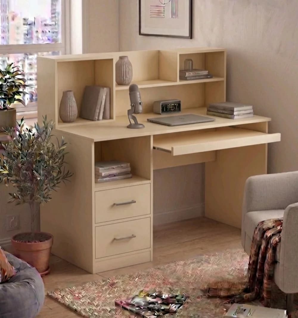 Yazı masası MB15, laminat, 120x115x50 sm, açıq bej