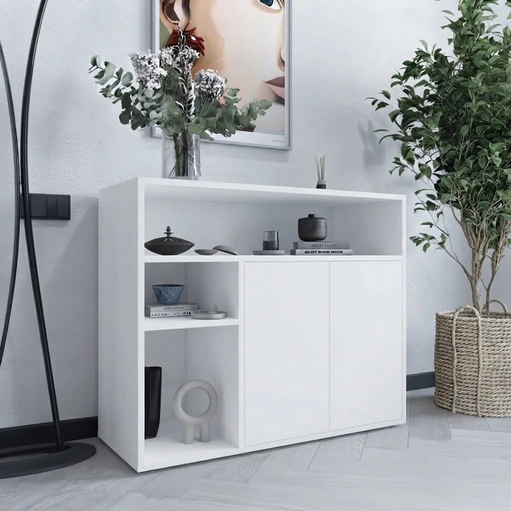 Komod No Brand MB 39, laminat, ağ, 140x90x40 sm