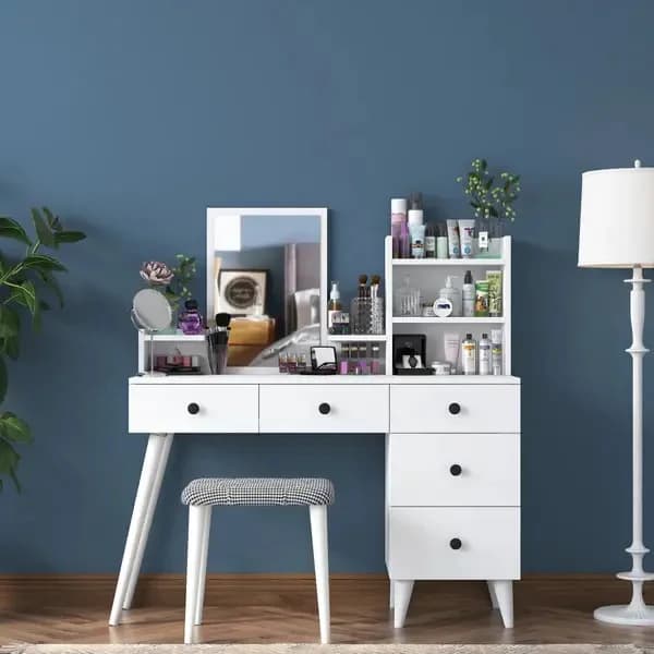Makiyaj masası SO001, laminat, ağ, 122.2x38.2x133.8 sm — изображение 3