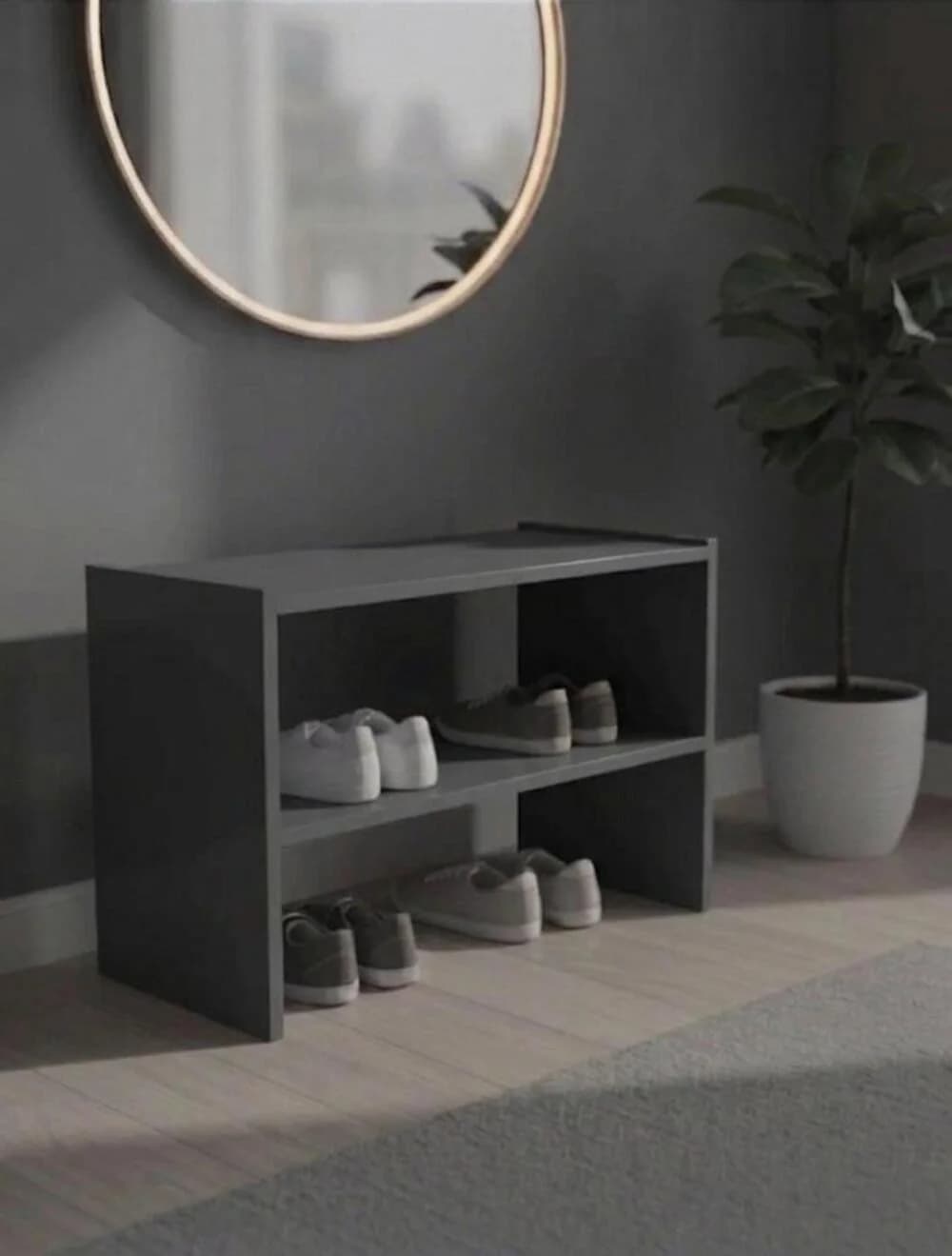 Tumba ayaqqabı üçün MB6, laminat, 60x45x32 sm, tünd boz